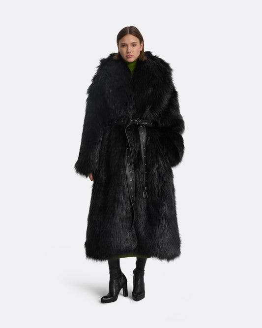 Anital Black Faux Fur Coat