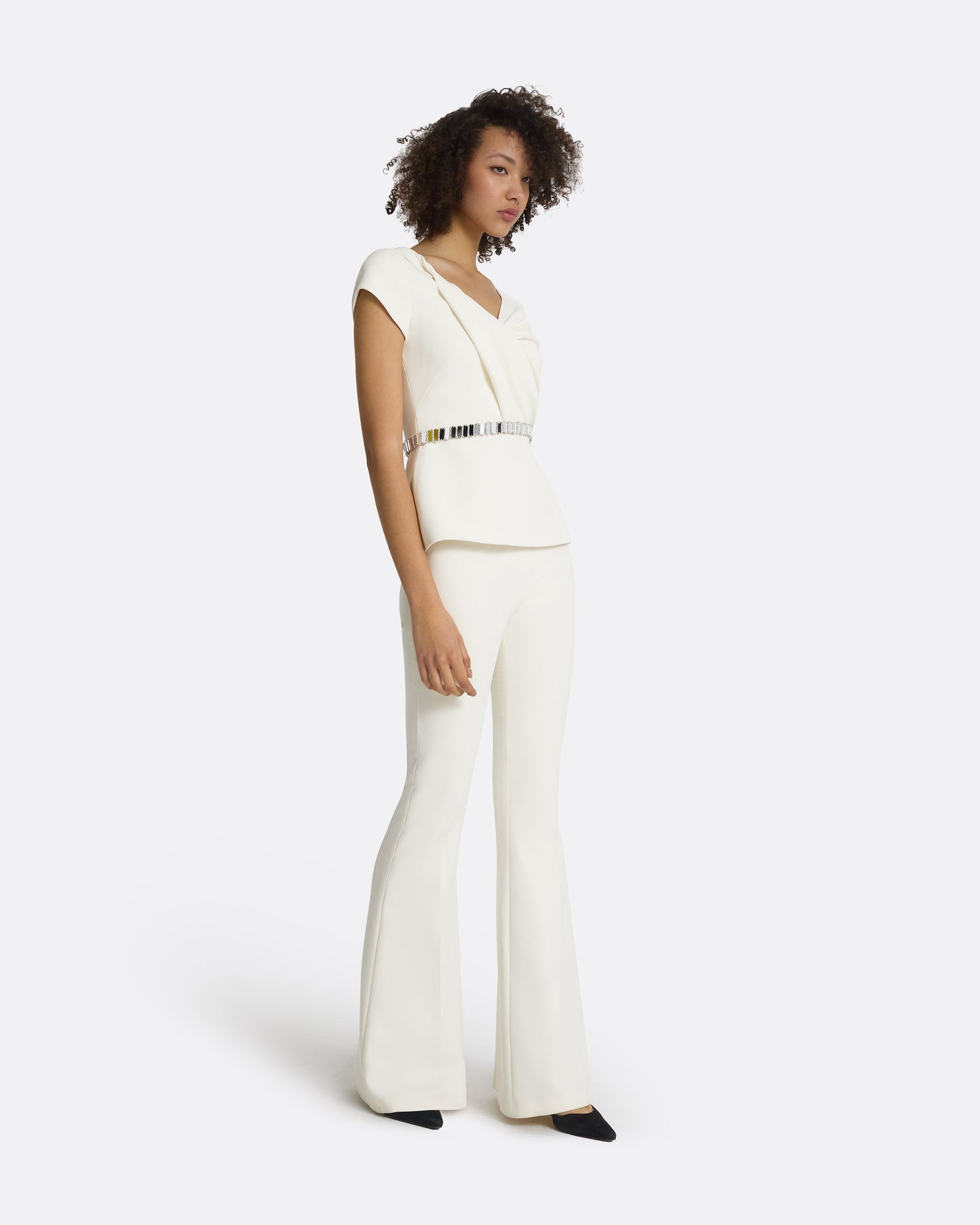 Nuvaya Ivory Top with Embroidered Belt