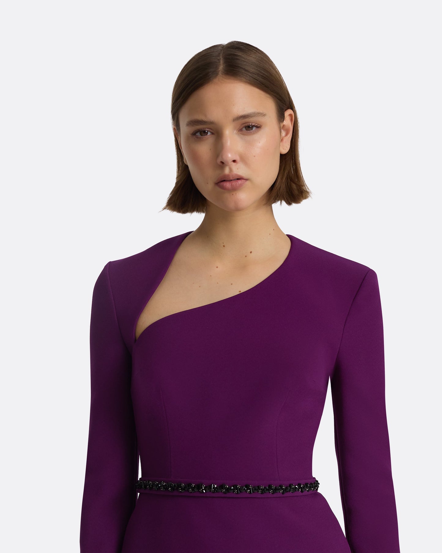 Nadia Currant Top With Embroidered Belt