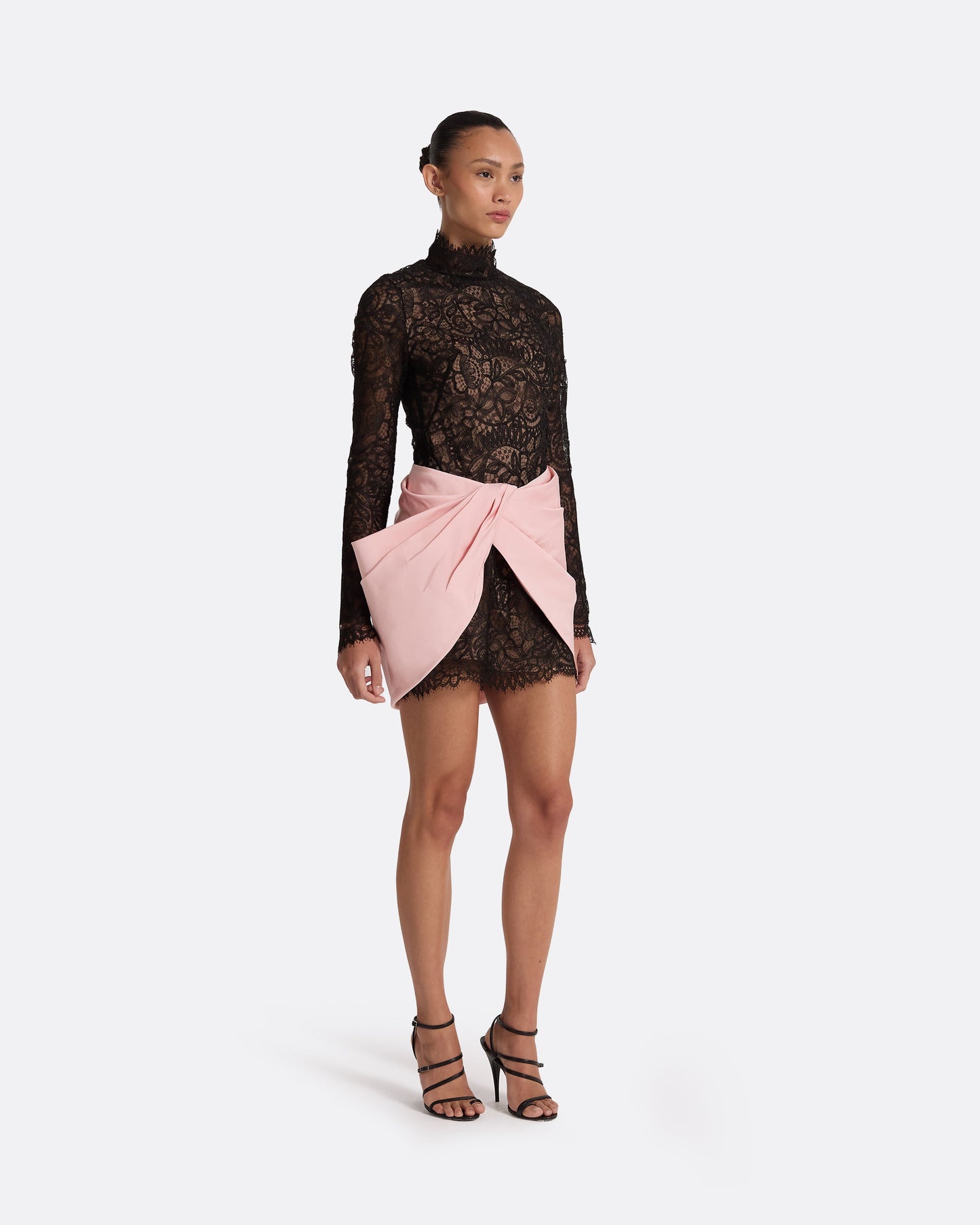 Sanna Black & Peony Blush Short Dress