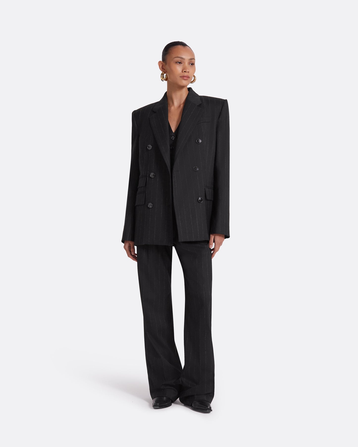 Ferna Black Pinstripe Trousers