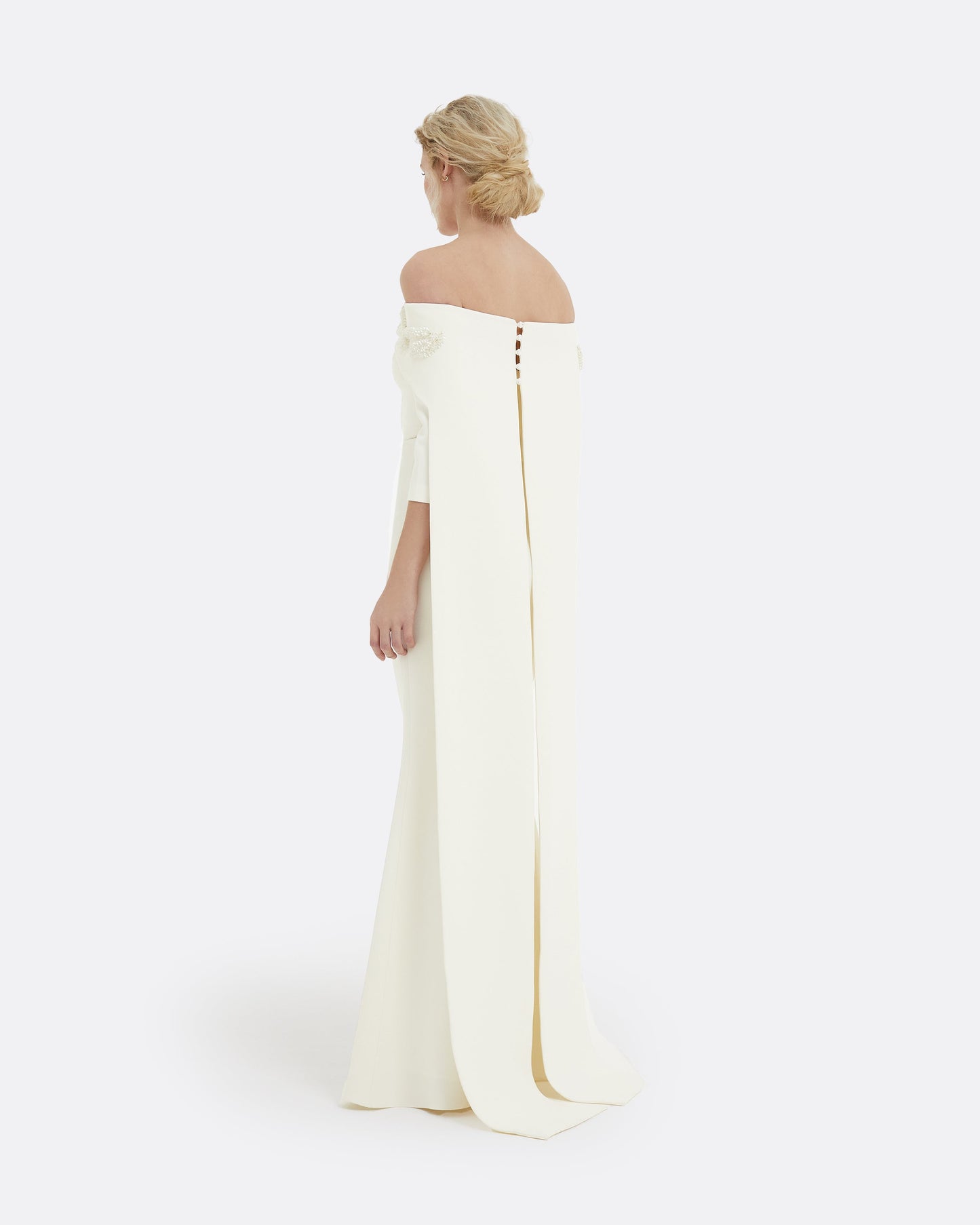 Soshin Ivory Dress With Bellara Curled Leaf Embroidered Harness