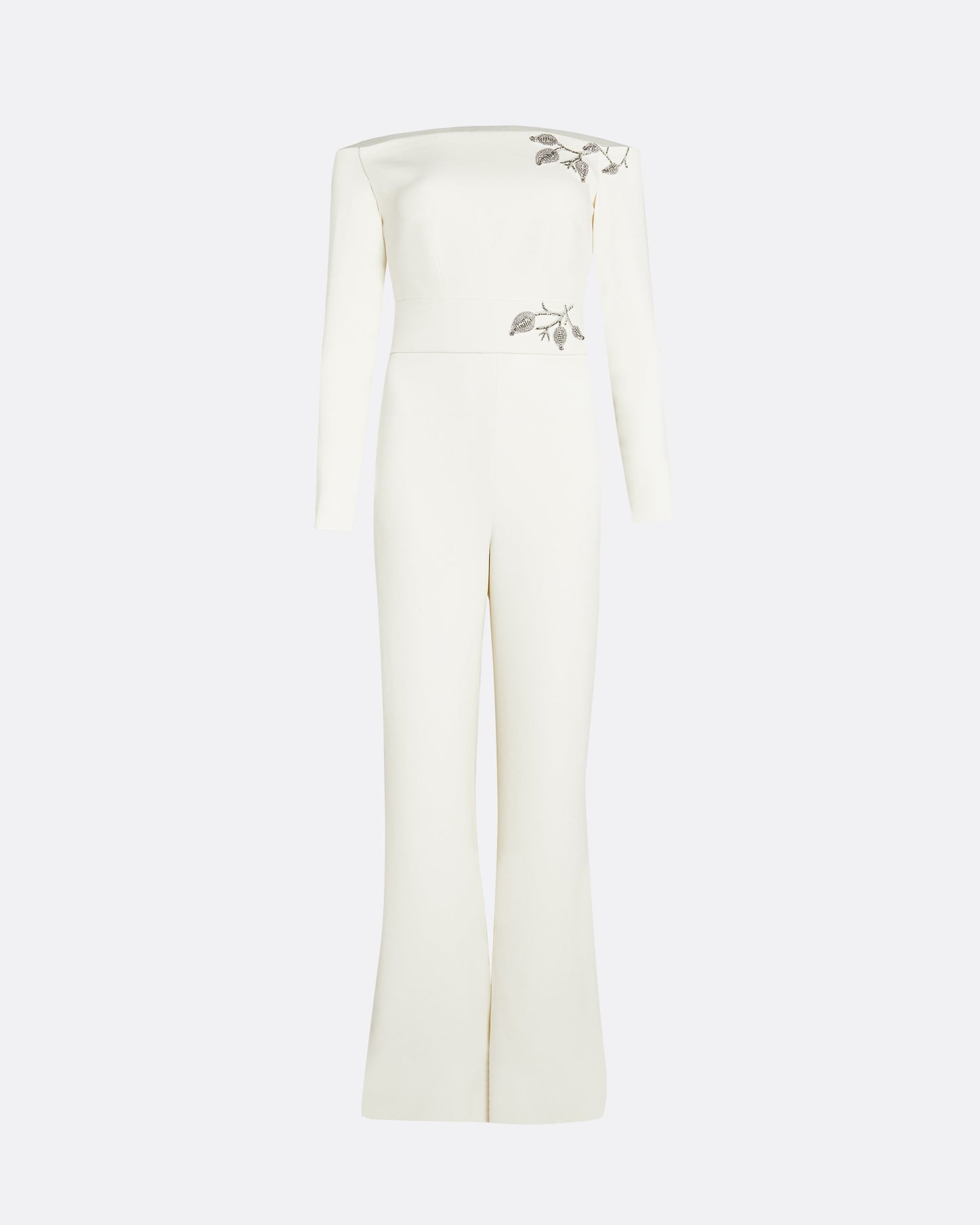 Veasna Ivory & Flower Bud Embroidery Jumpsuit