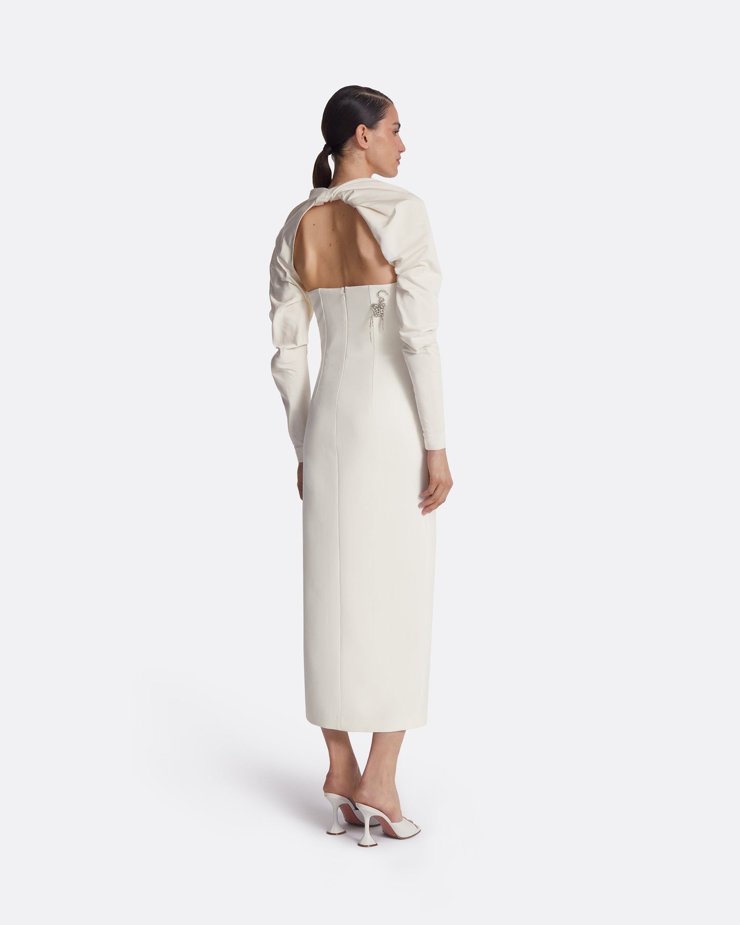 Romane Ivory Embroidered Midi Dress