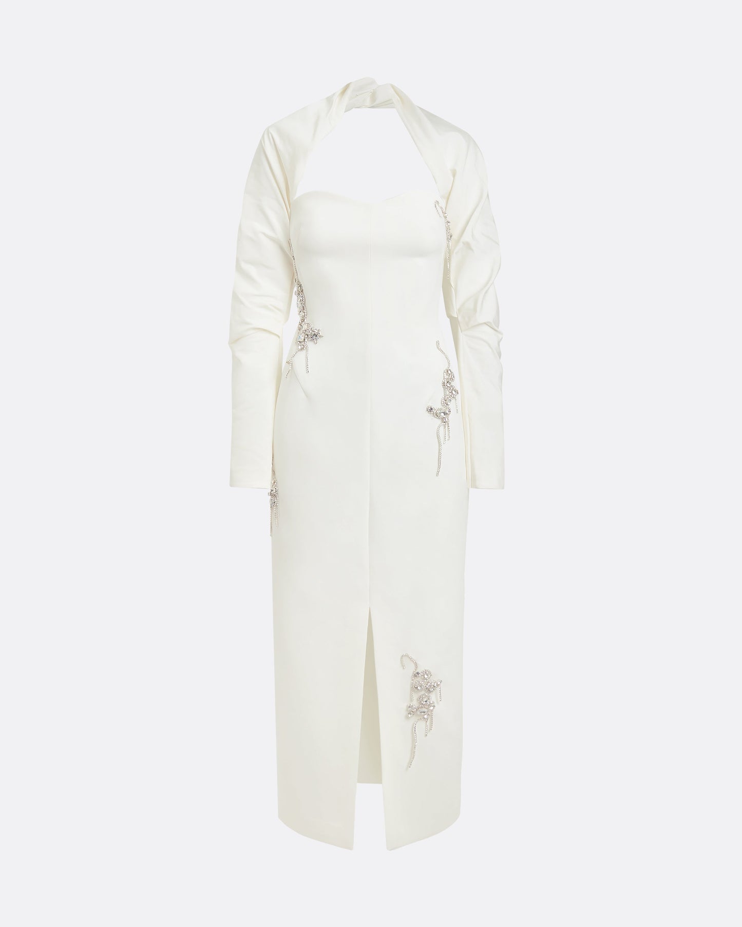 Romane Ivory Embroidered Midi Dress