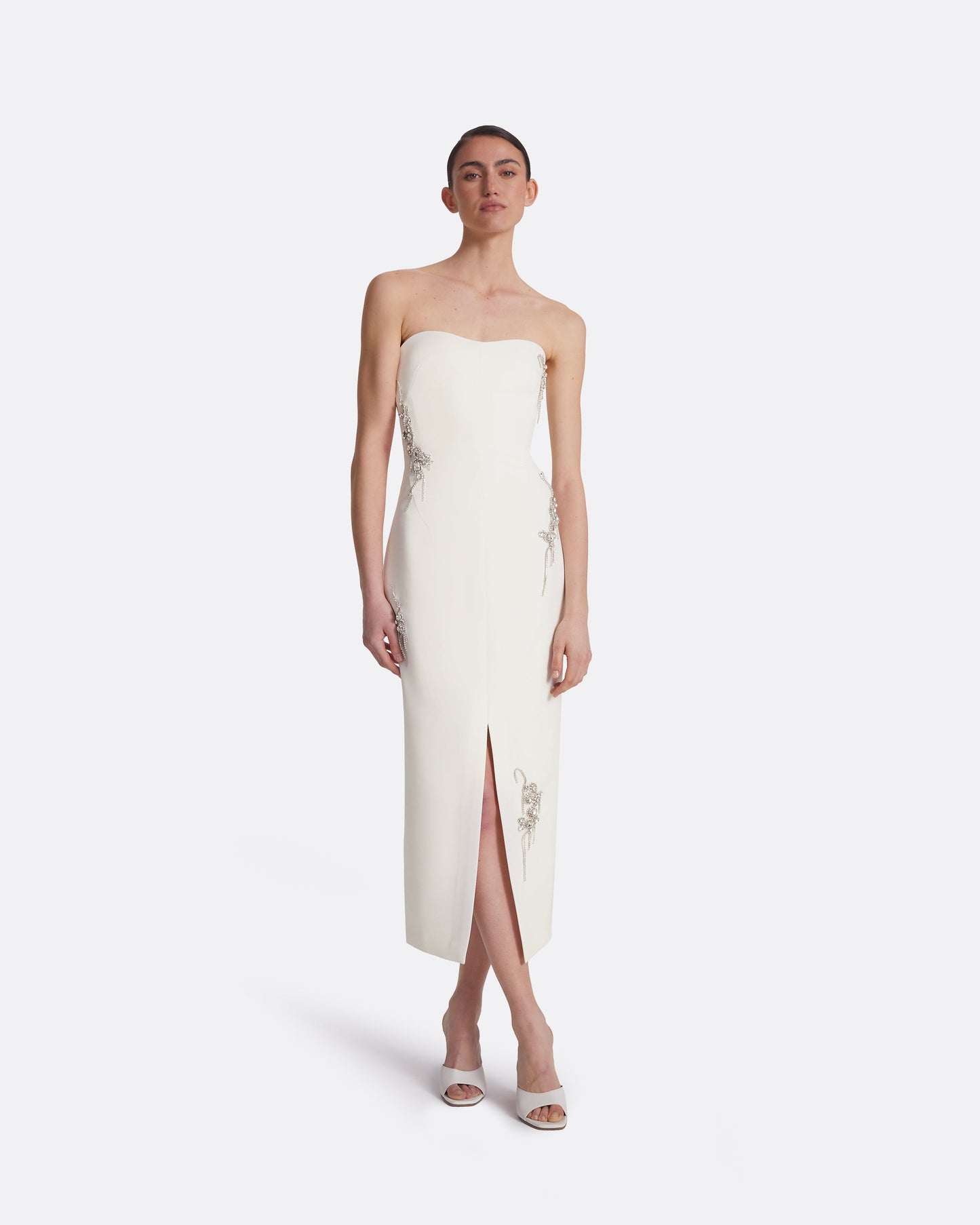 Peggie Ivory Embroidered Midi Dress