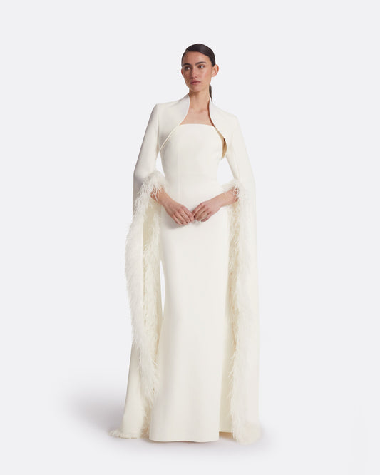 Amari Ivory Feather-Trimmed Bolero And Soshin Dress