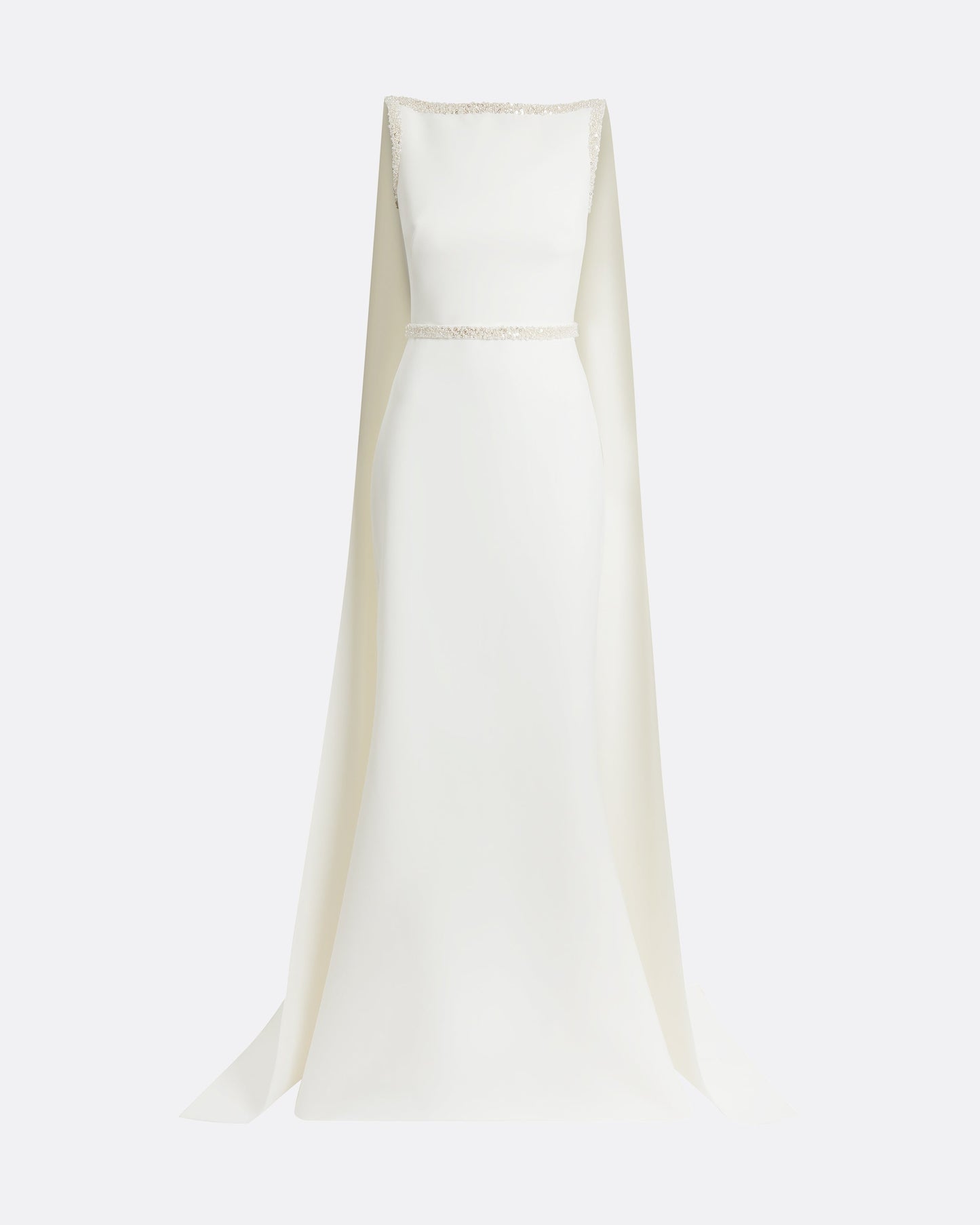 Ginevra Ivory Long Dress With Embroidered Belt