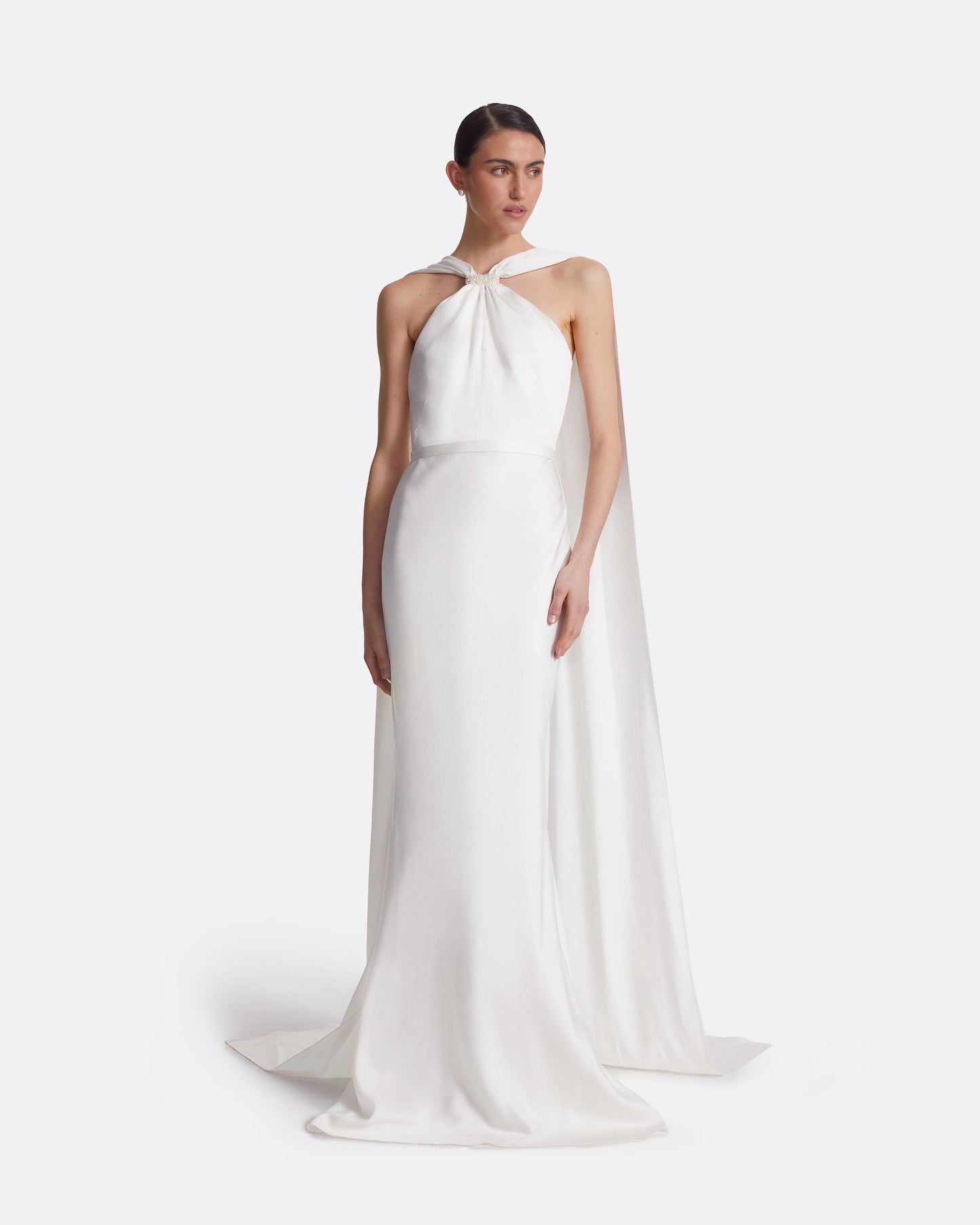 Lilien Ivory Satin Long Dress