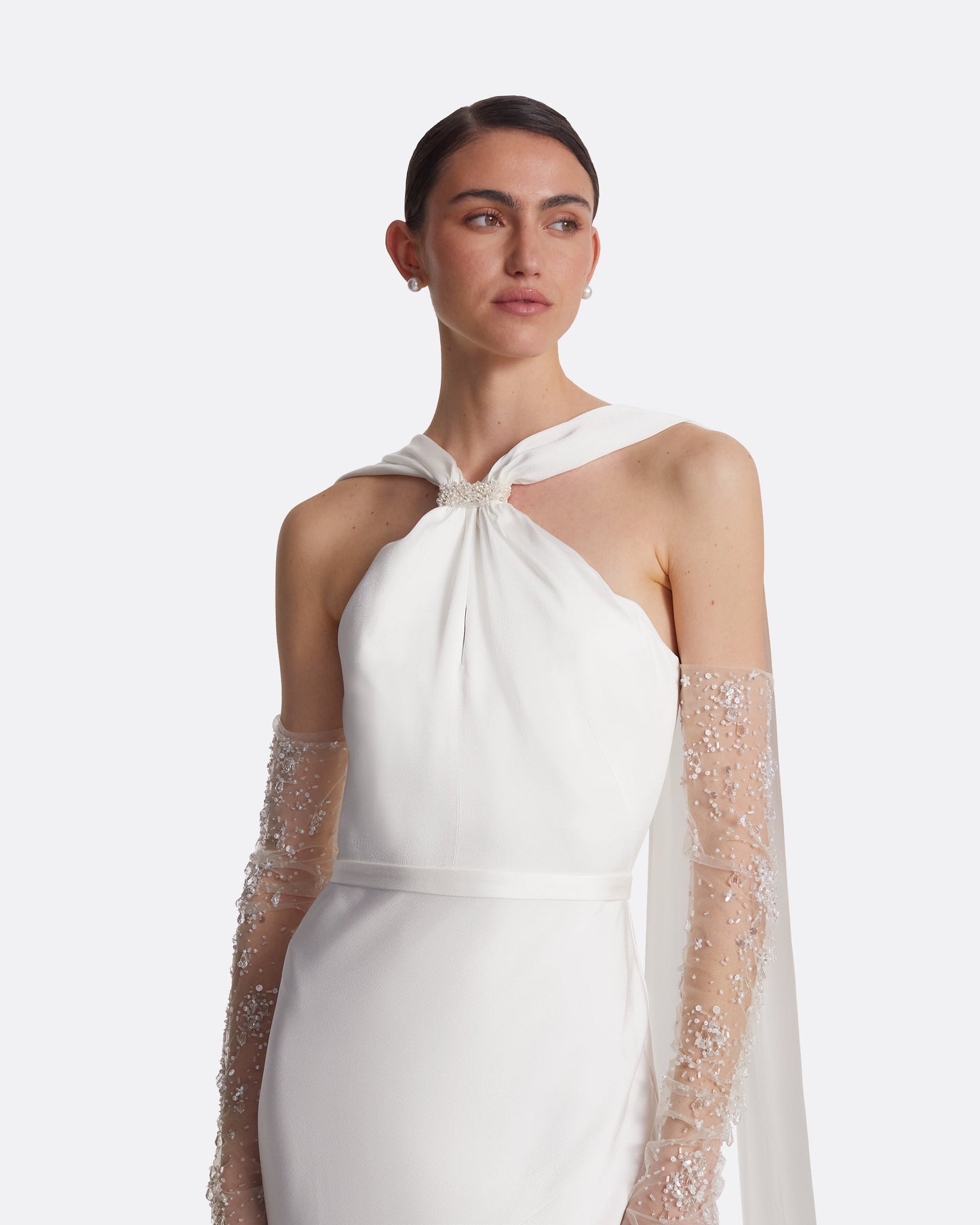 Lilien Ivory Satin Long Dress