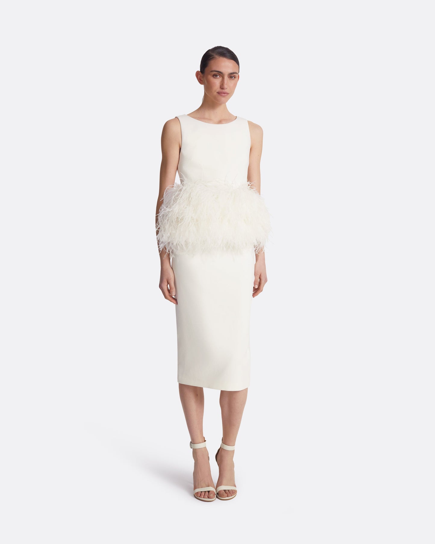 Tessa Ivory Feather-Trimmed Top