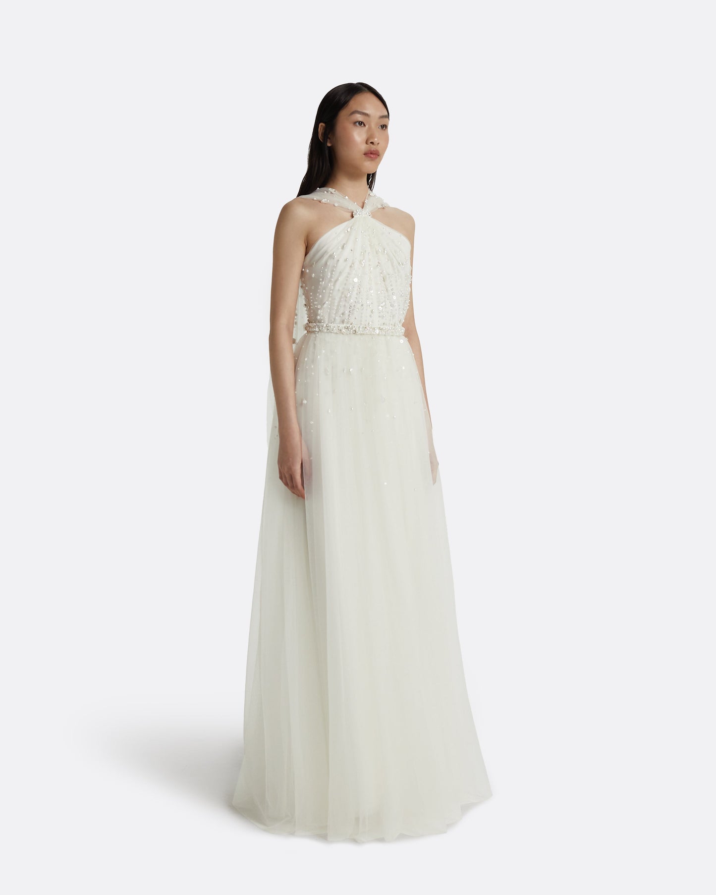 Tabia Ivory Long Dress