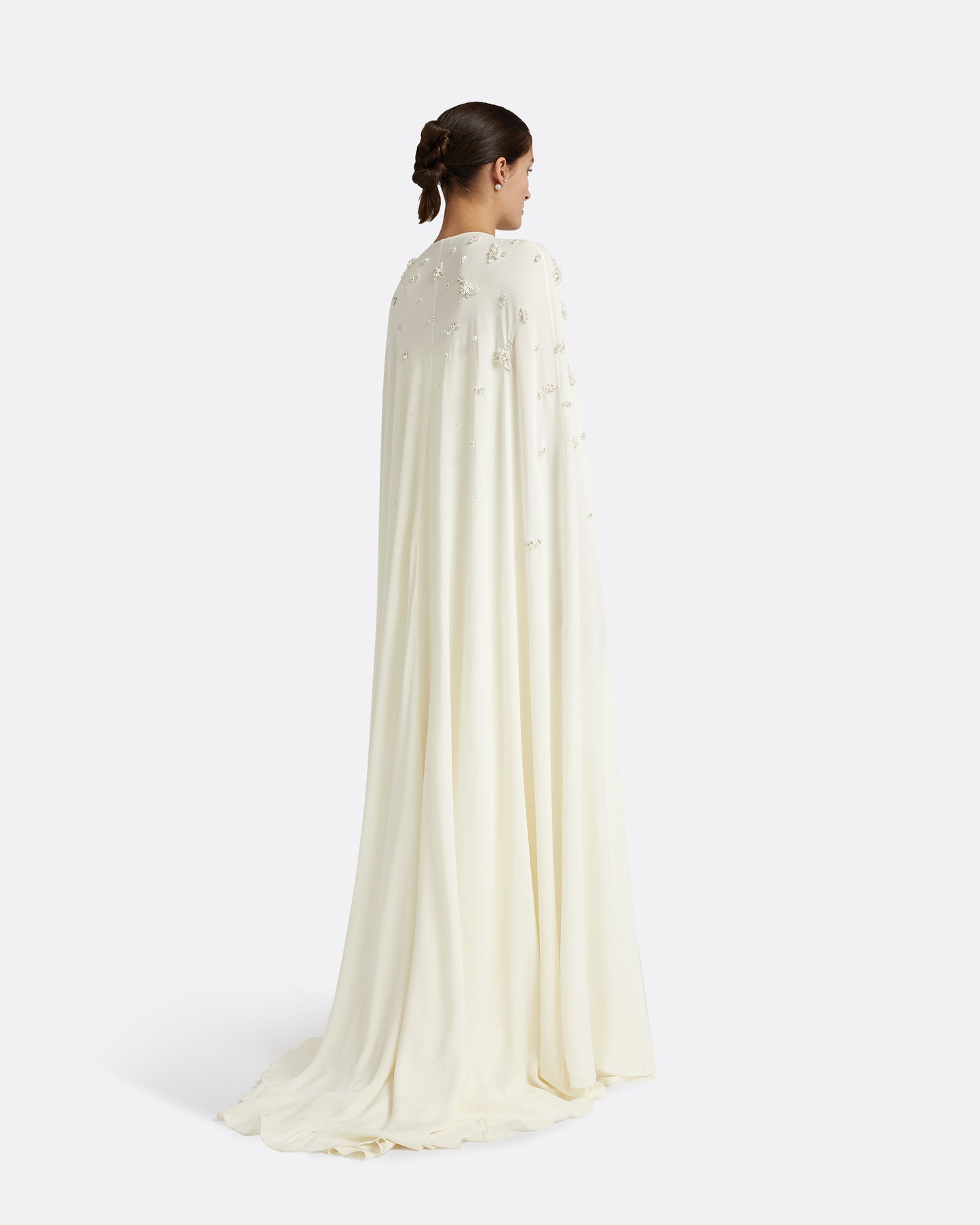 Adora Ivory Long Dress With Embroidered Belt