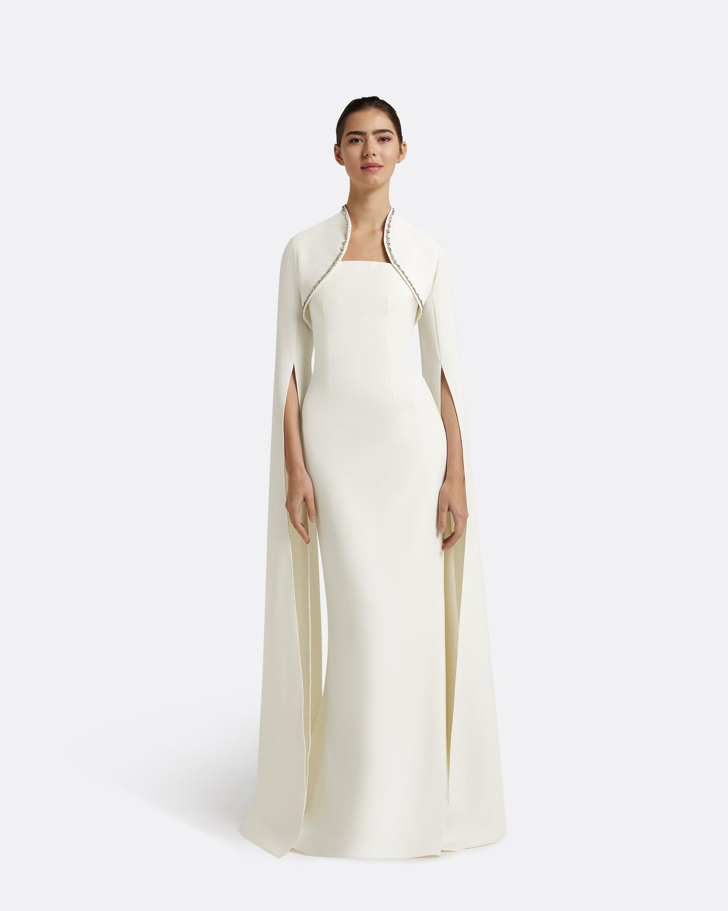 Amari Bolero And Soshin Dress With Marquis Jewel Trim Embroidery