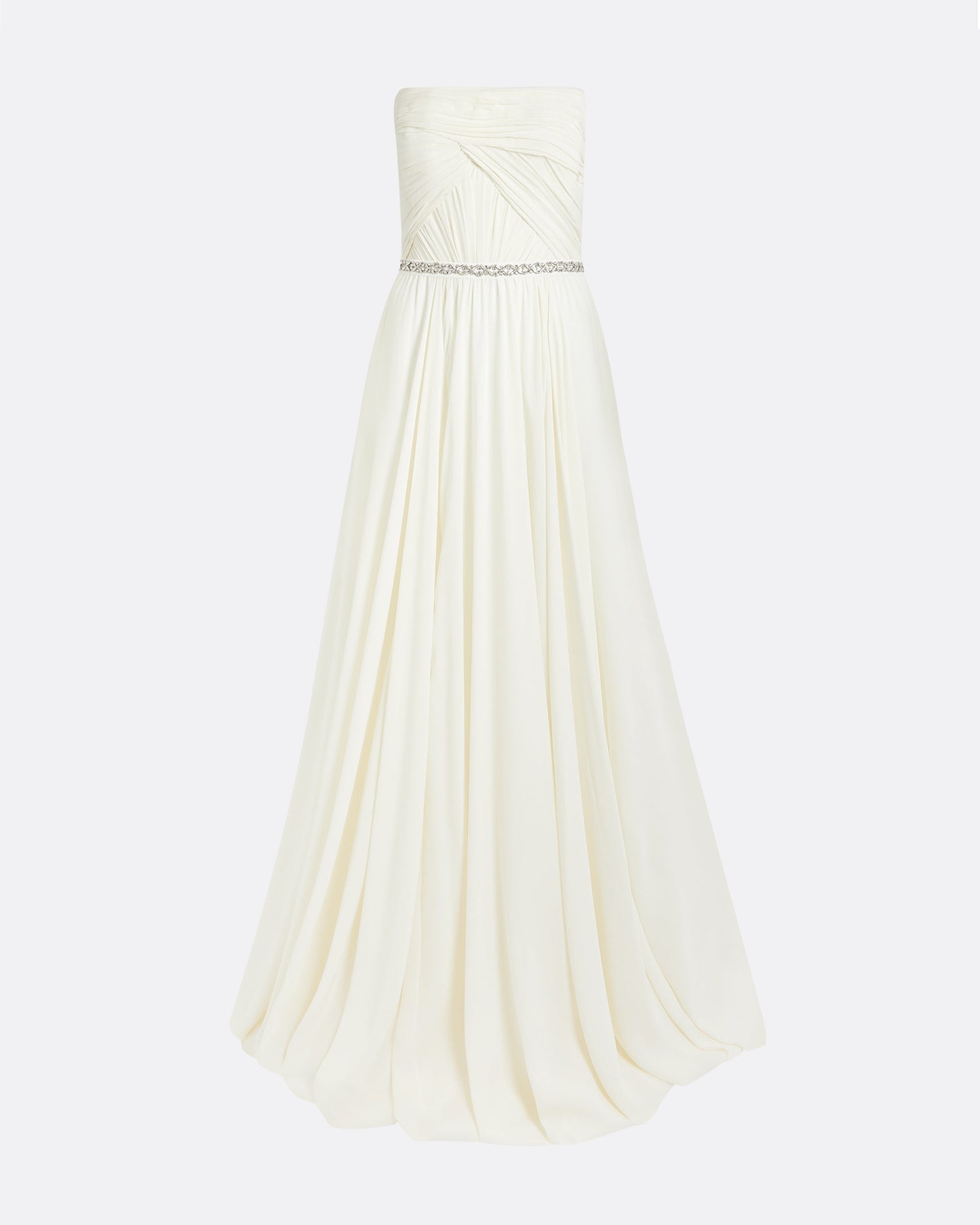 Adora Ivory Long Dress With Embroidered Belt