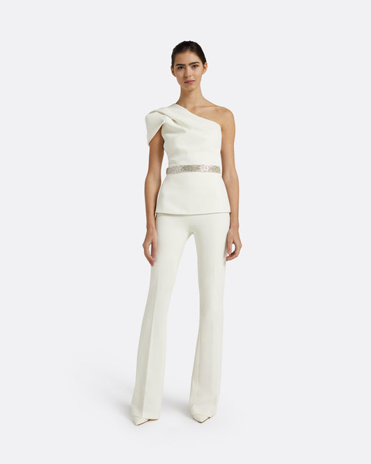 Xebe Ivory Top With Embroidered Belt