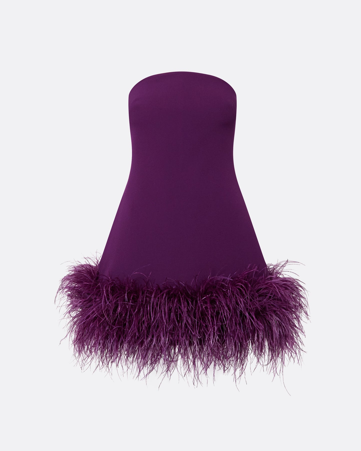 Rowan Currant Feather-Trimmed Short Dress