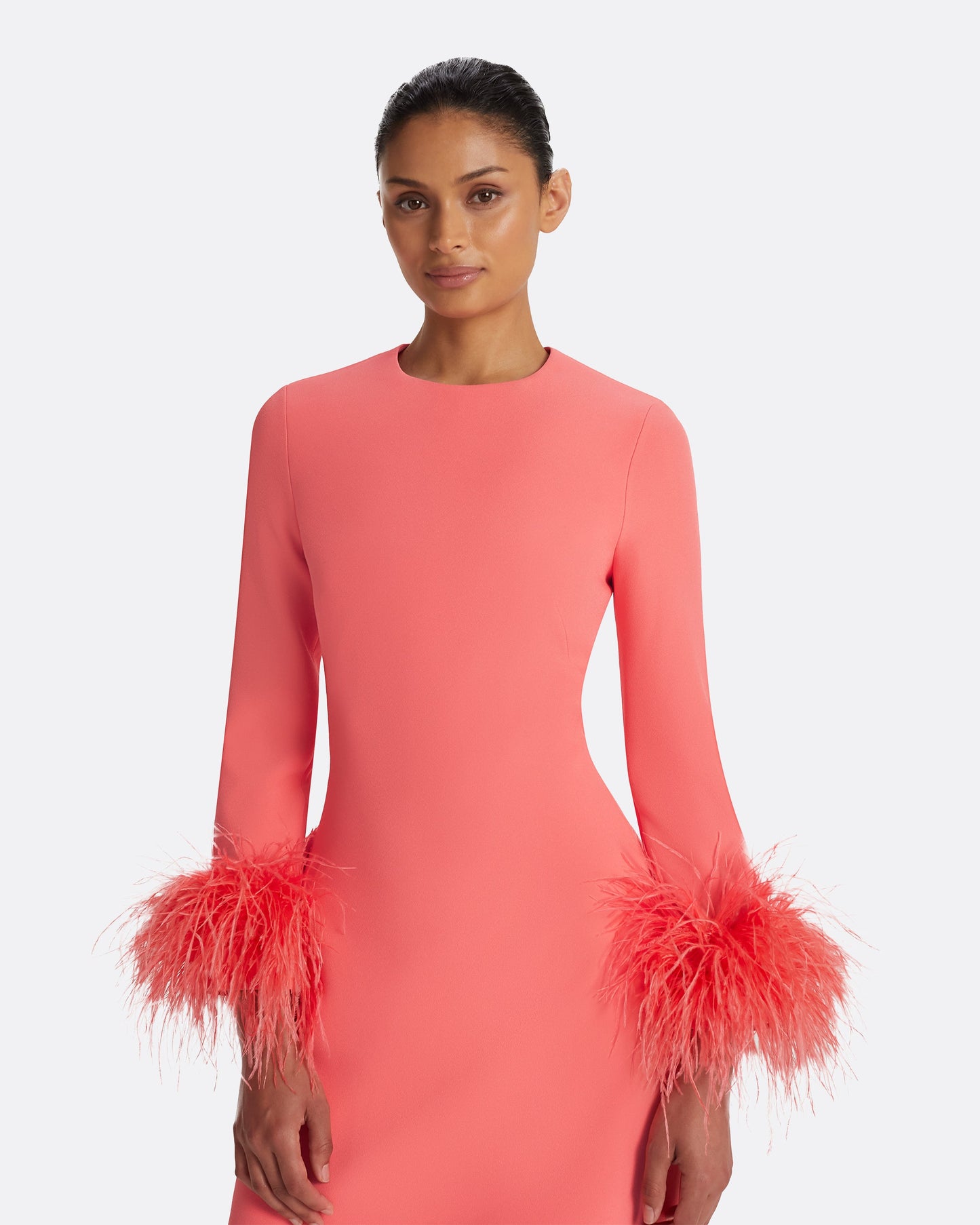 Rena Mosaico Feather-Trimmed Short Dress