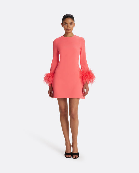 Rena Mosaico Feather-Trimmed Short Dress