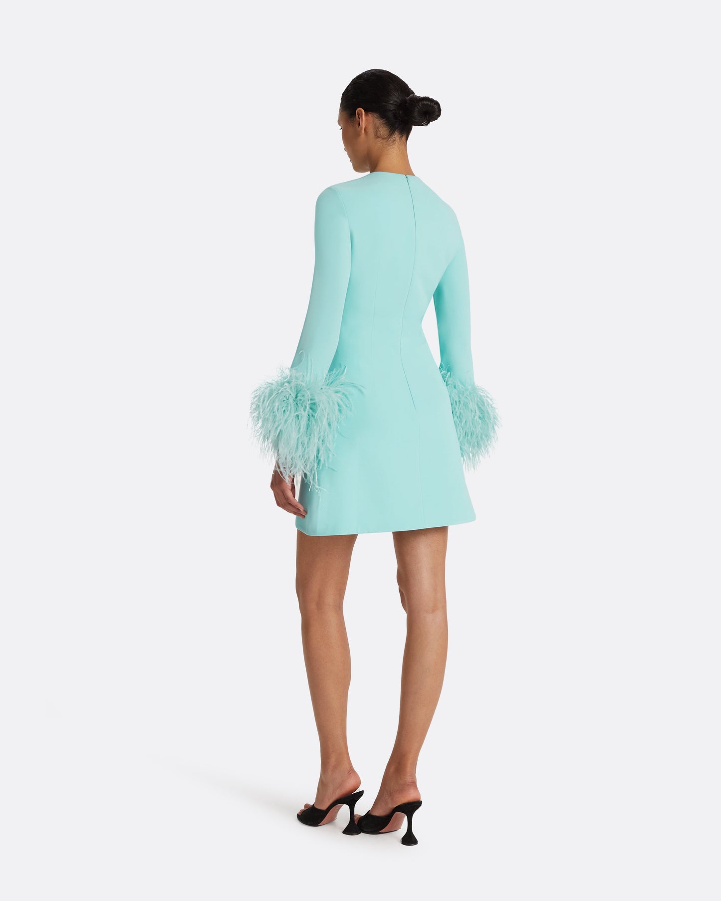 Rena Positano Feather-Trimmed Short Dress