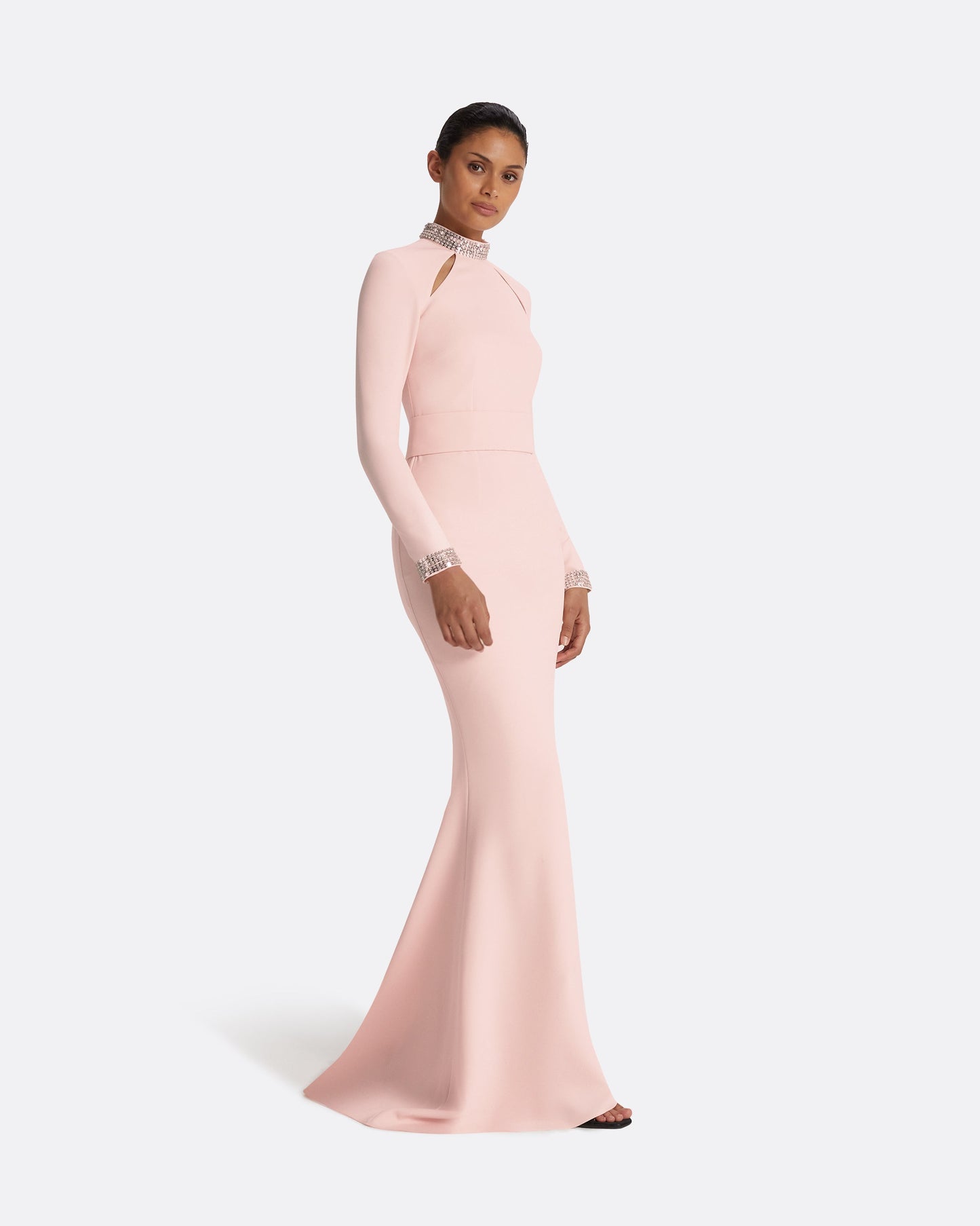 Kamala Pale Pink & Mirror Disc Embroidery Long Dress