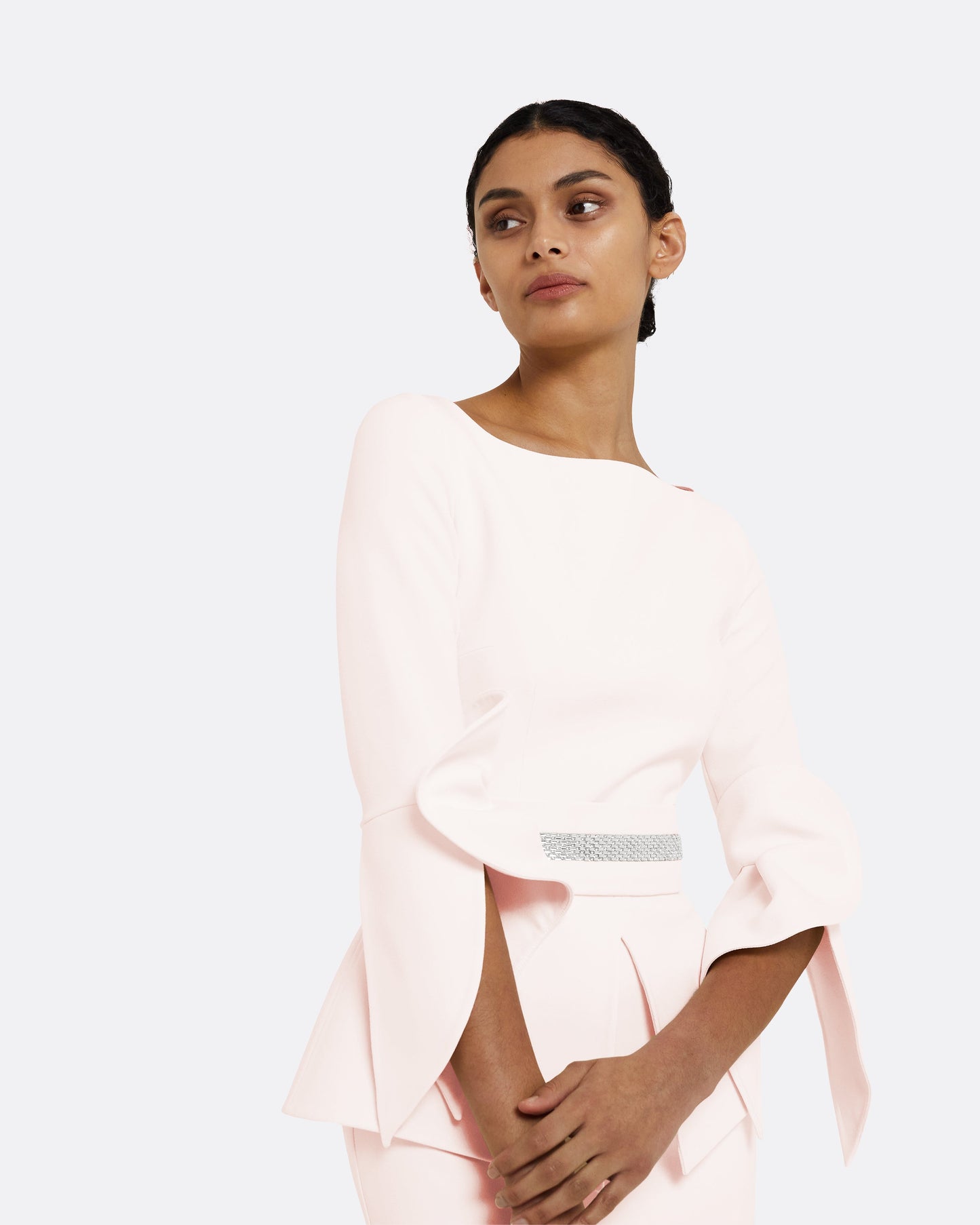 Alondra Pale Pink Midi Dress