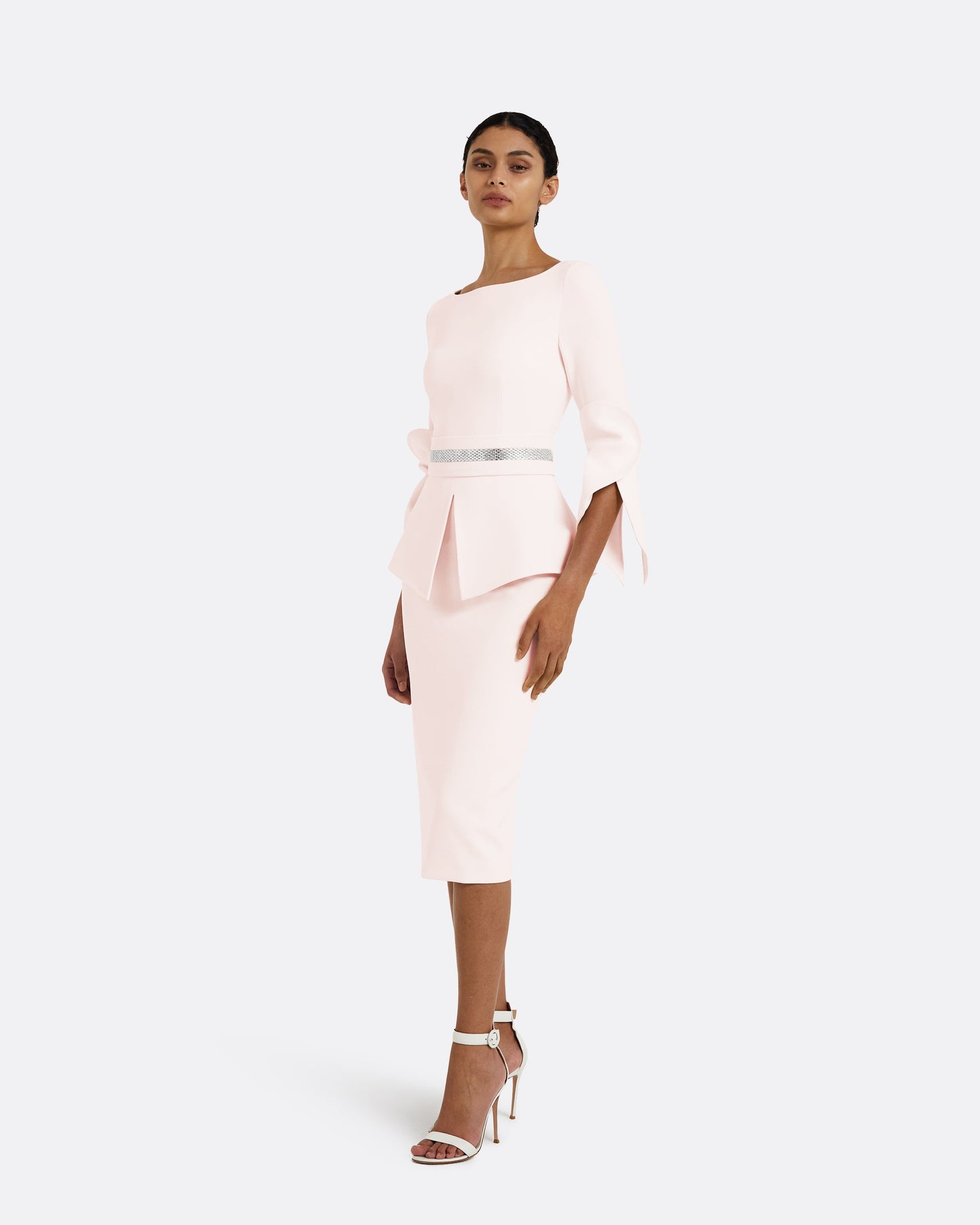 Alondra Pale Pink Midi Dress