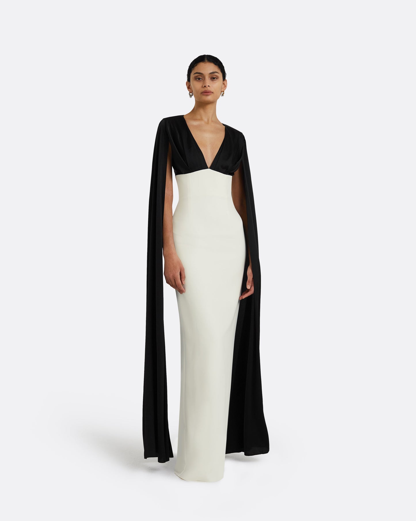 Angelina Ivory & Black Long Dress