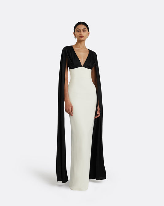 Angelina Ivory & Black Long Dress