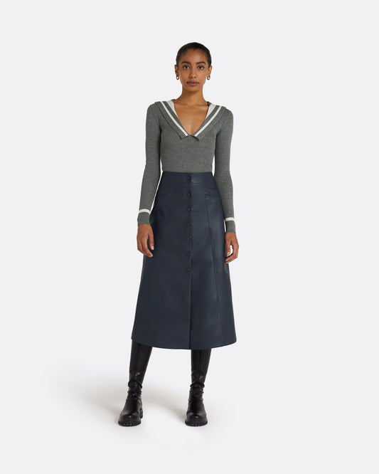 Odette Stone Melange & Ivory Knit