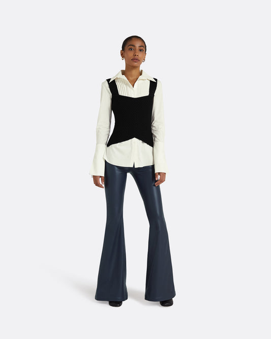 Halluana Navy Vegan Leather Trousers