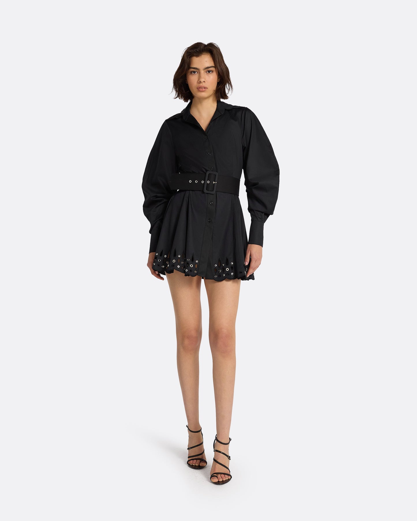 Oksana Black Cotton & Silver Short Dress