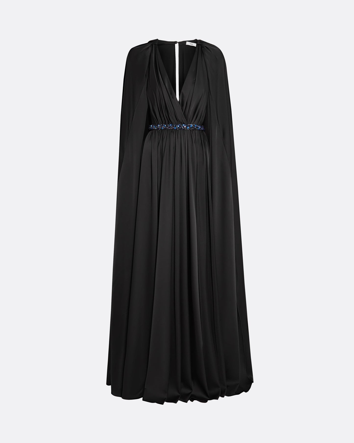 Bianca Black Long Dress With Embroidered Belt