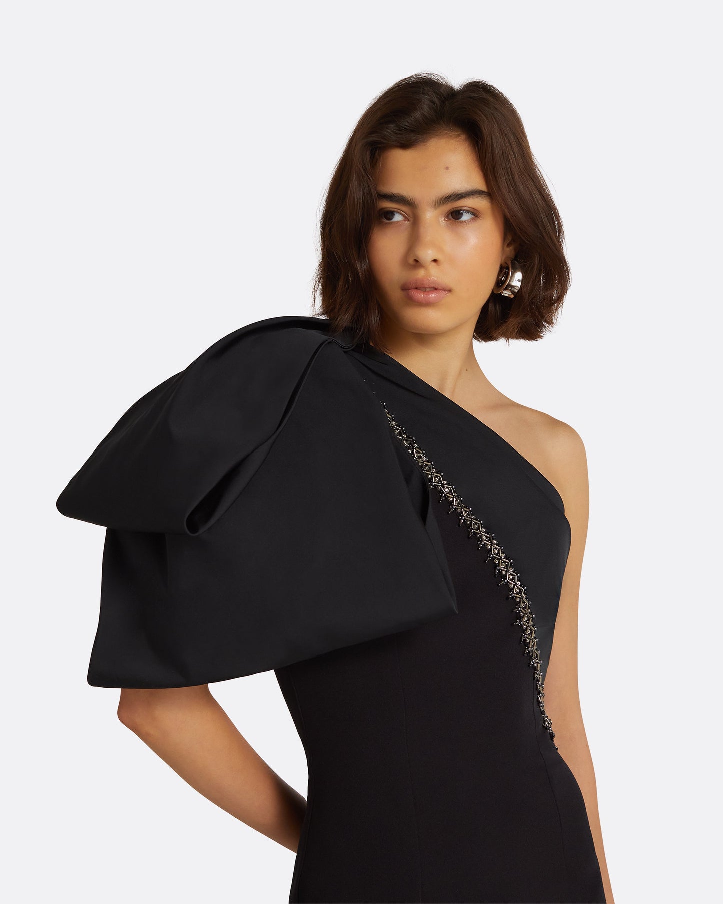 Maelys Embroidered Black Long Dress