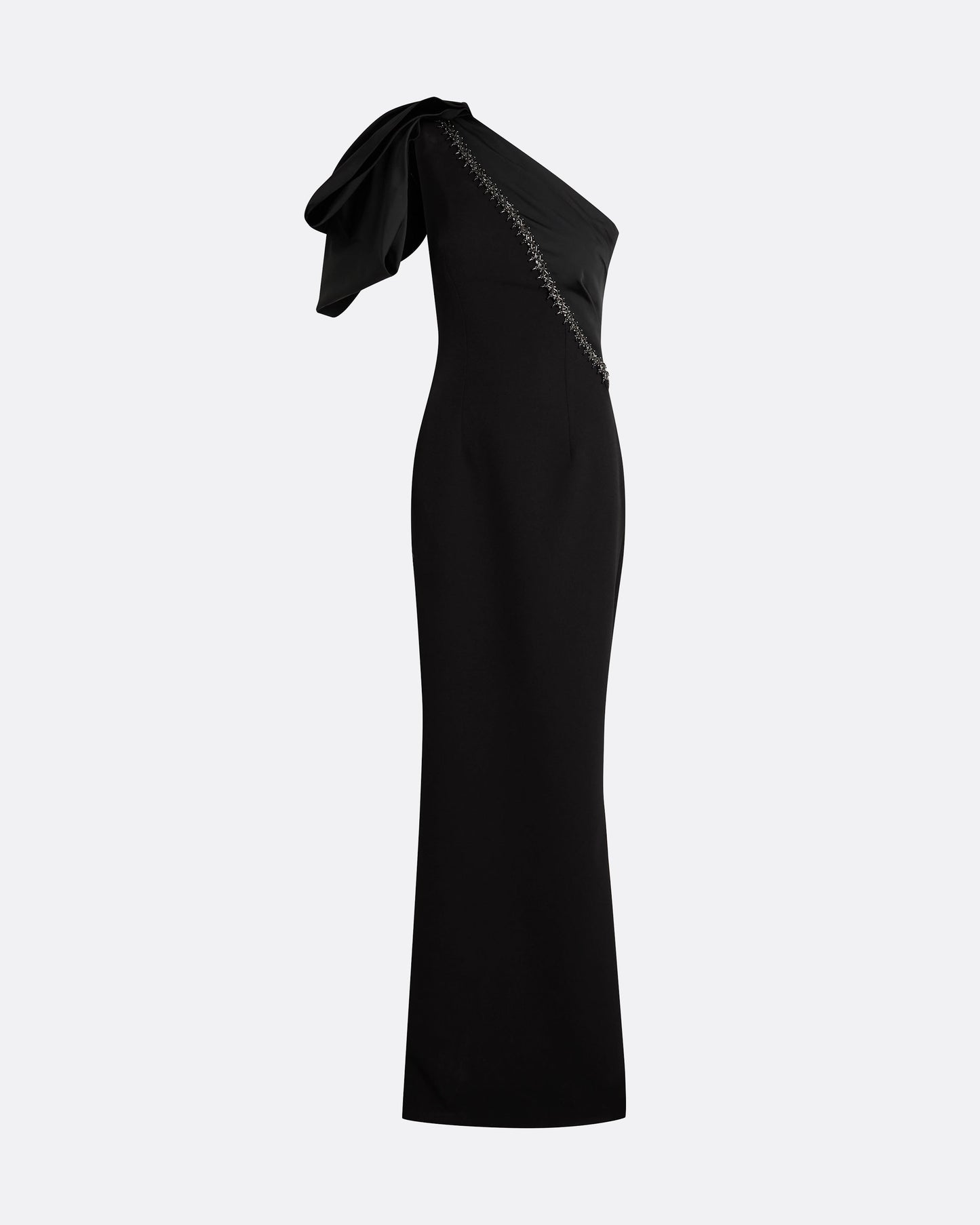 Maelys Embroidered Black Long Dress
