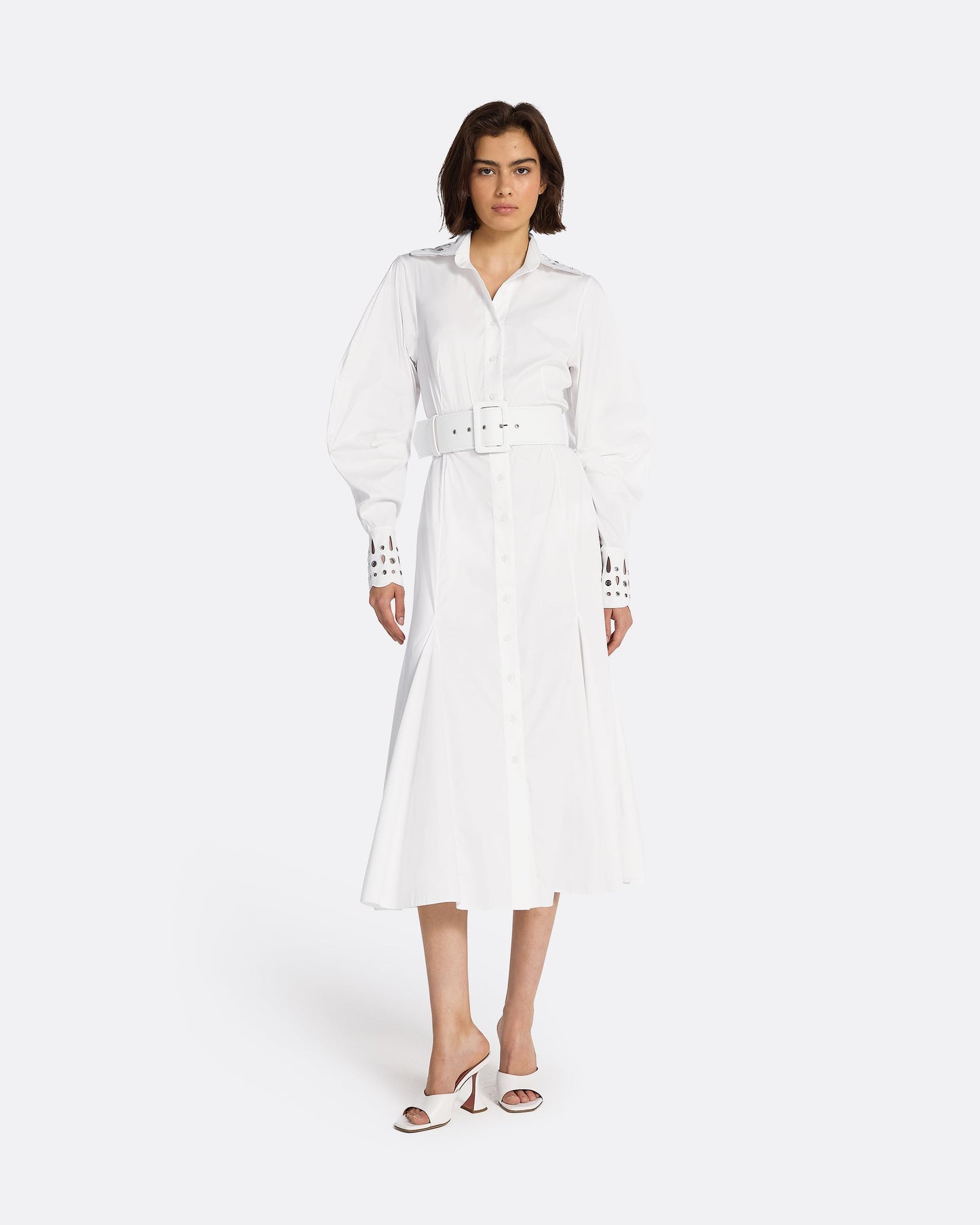 Evie Ivory Cotton & Silver Midi Dress