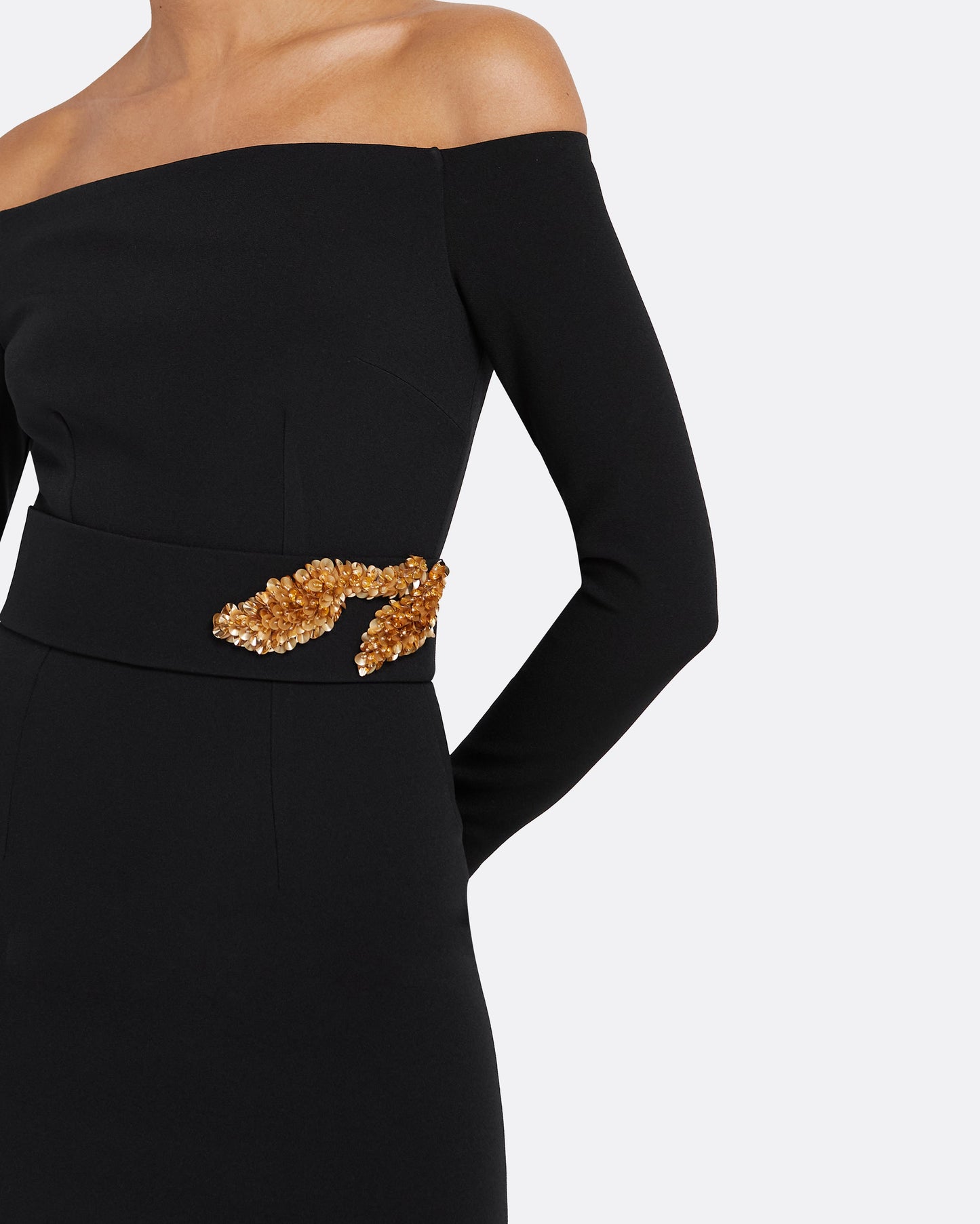 Starling Black Embroidered Midi Dress