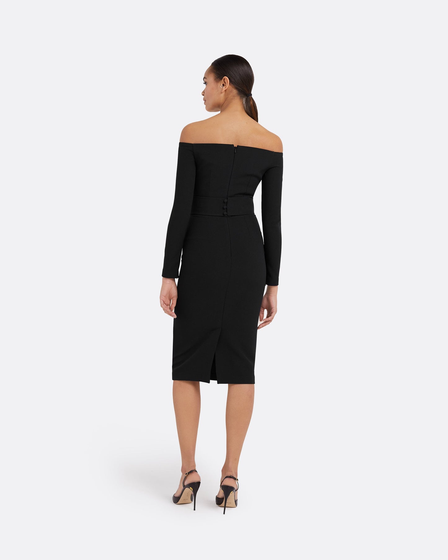 Starling Black Embroidered Midi Dress