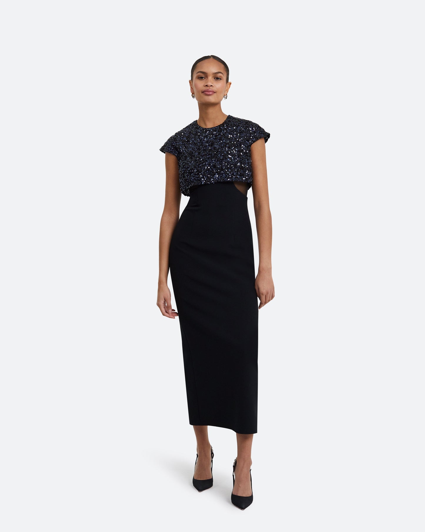 Dominica Black Midi Dress