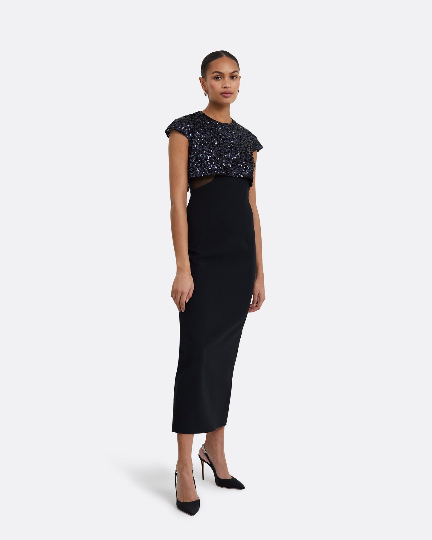 Dominica Black Midi Dress