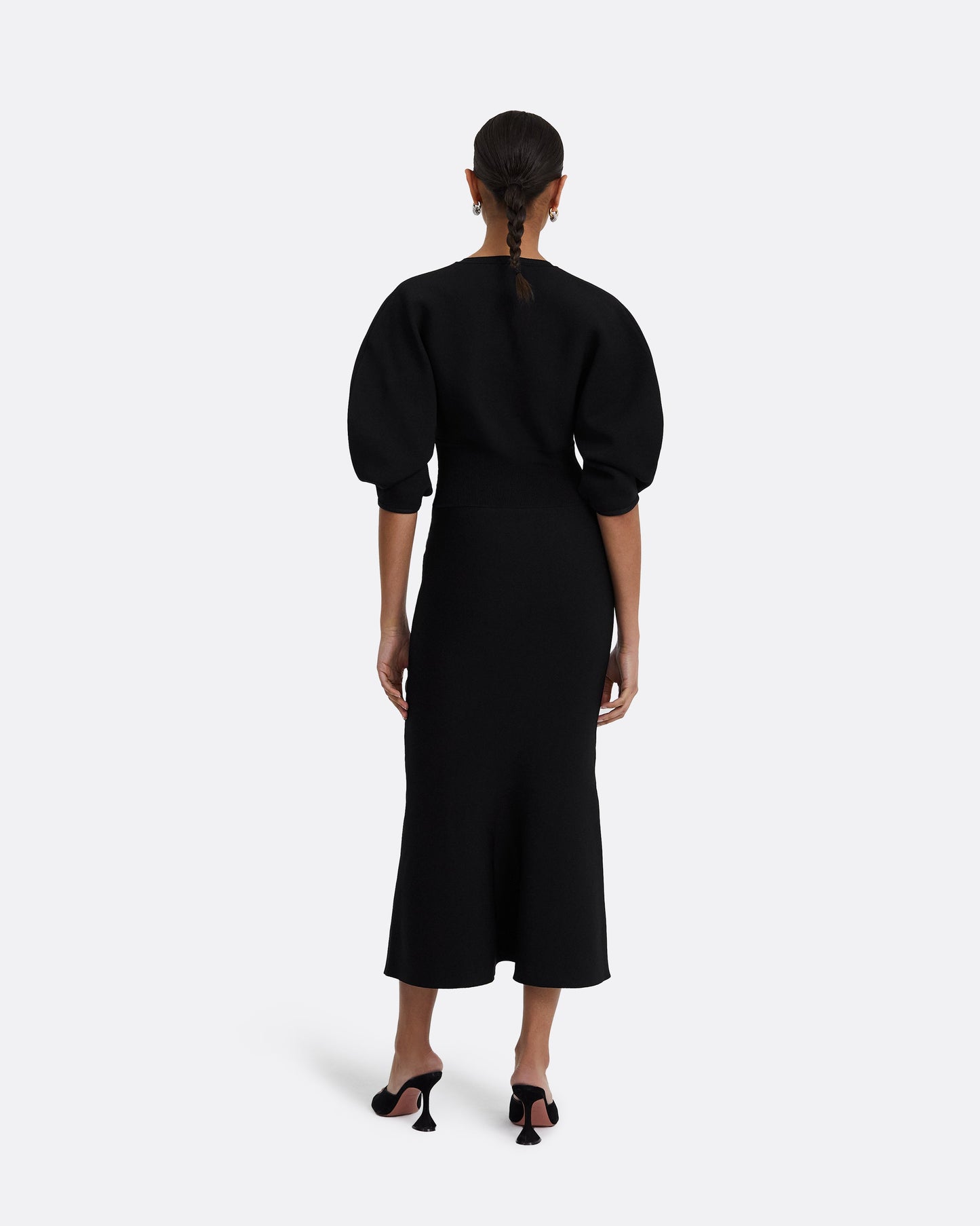 Kiera Black Knit Midi Dress