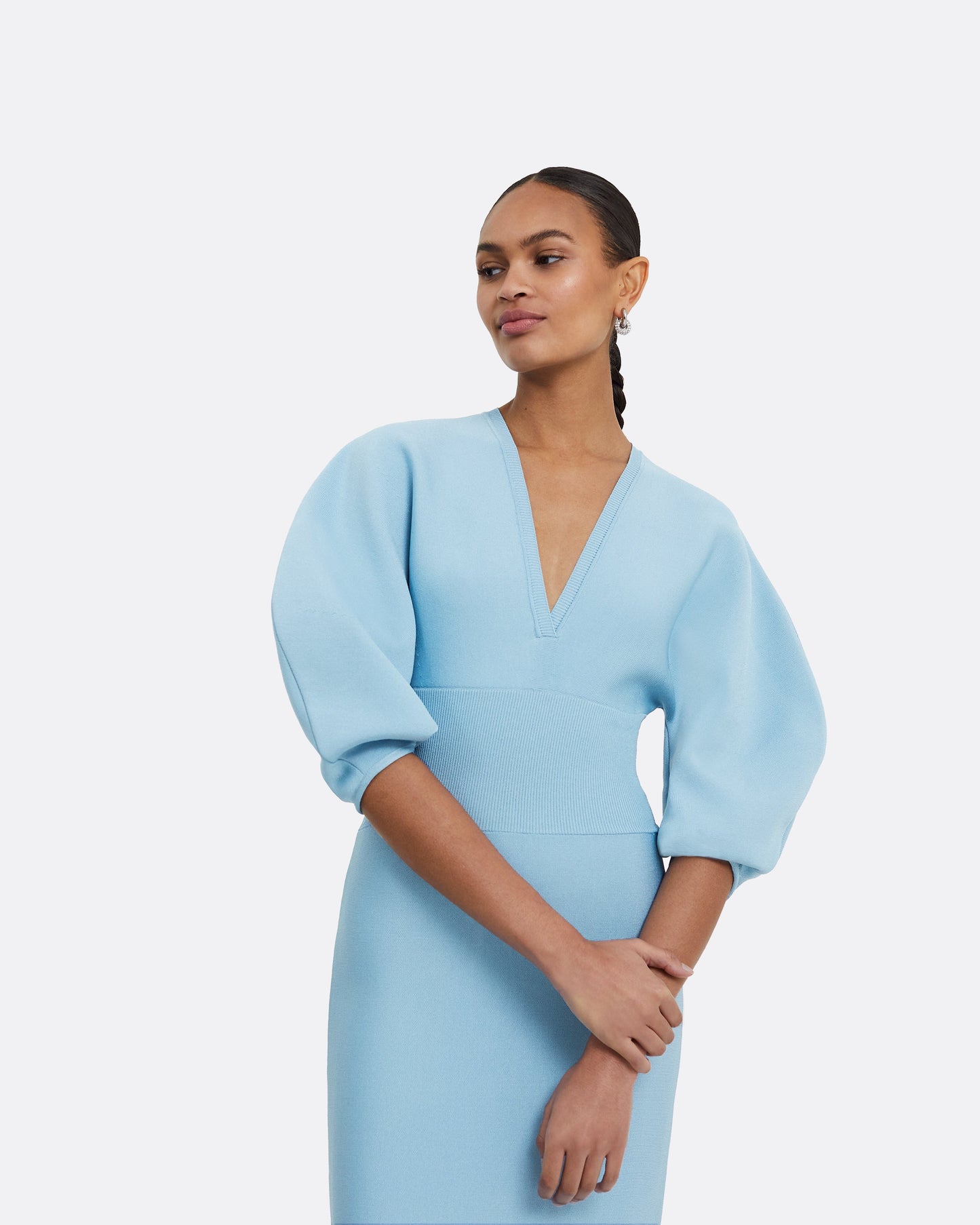 Kiera Pale Blue Knit Midi Dress