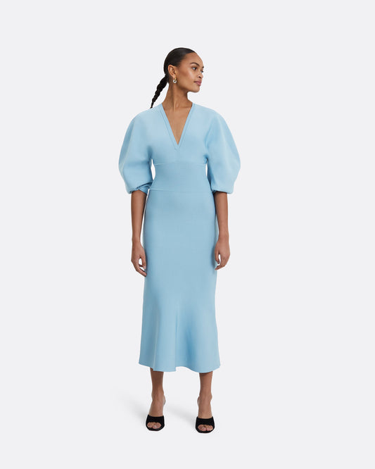 Kiera Pale Blue Knit Midi Dress