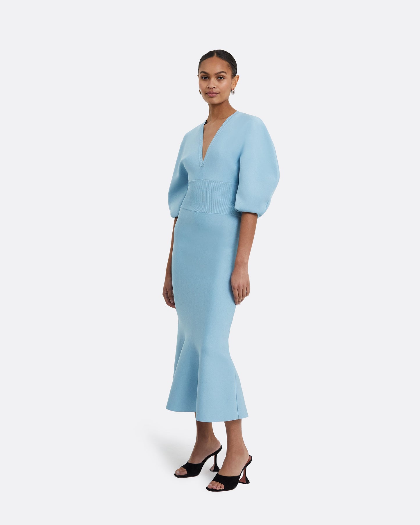 Kiera Pale Blue Knit Midi Dress