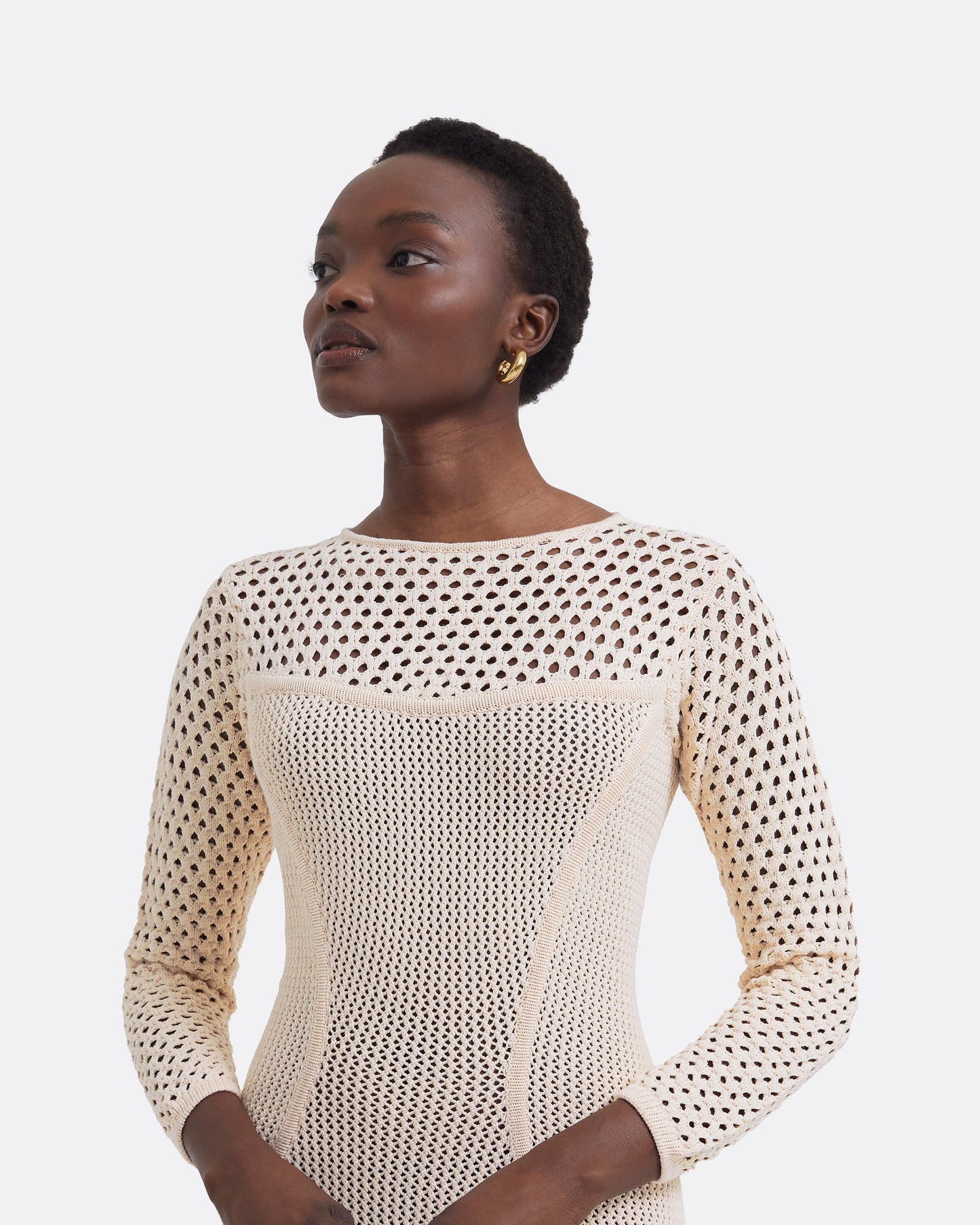 Klo Nouvelle Peach Knit Midi Dress