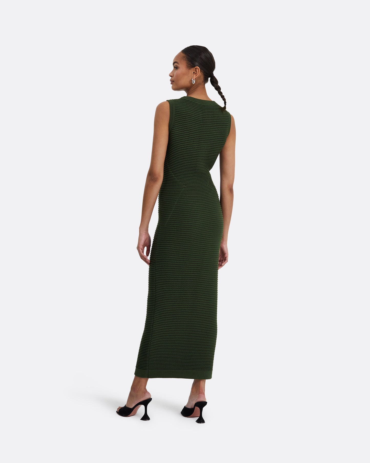 Klaudette Olive Crochet Midi Dress