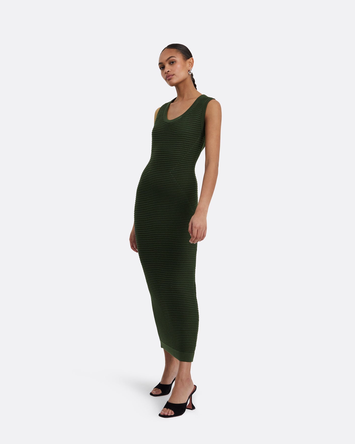 Klaudette Olive Crochet Midi Dress