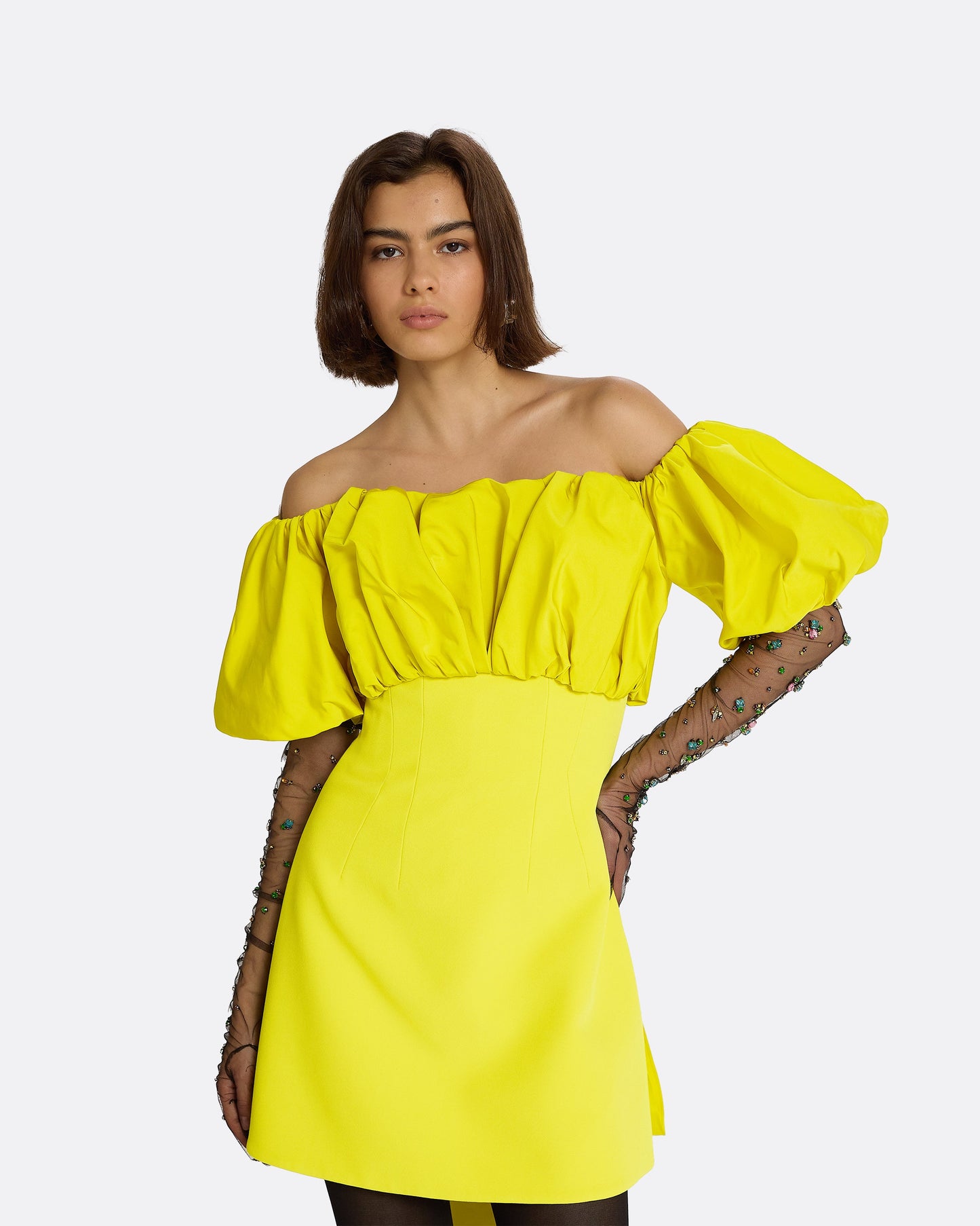 Lyana Chartreuse Short Dress