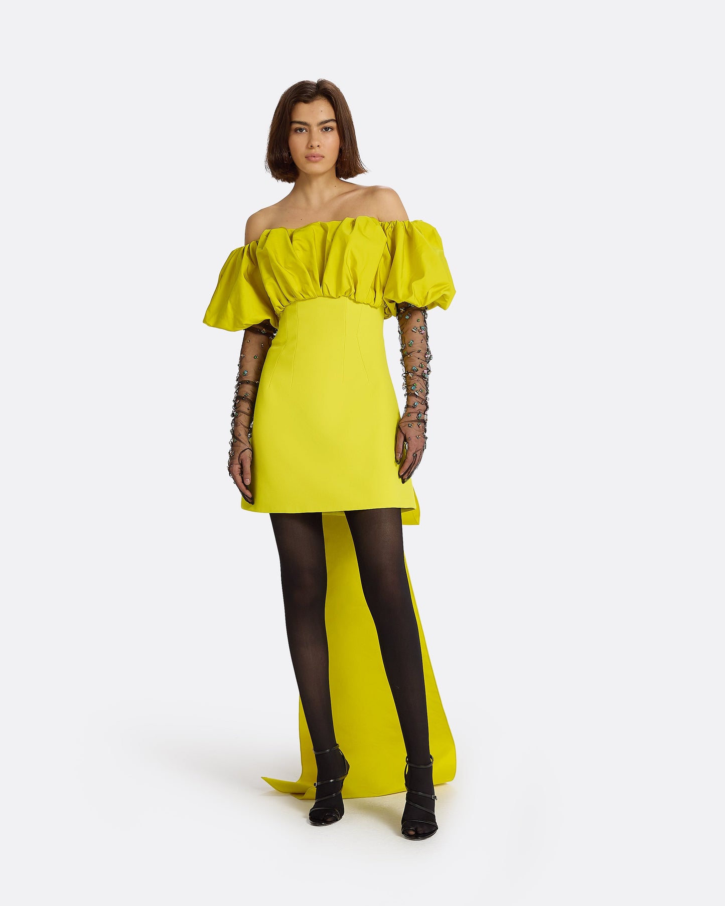 Lyana Chartreuse Short Dress