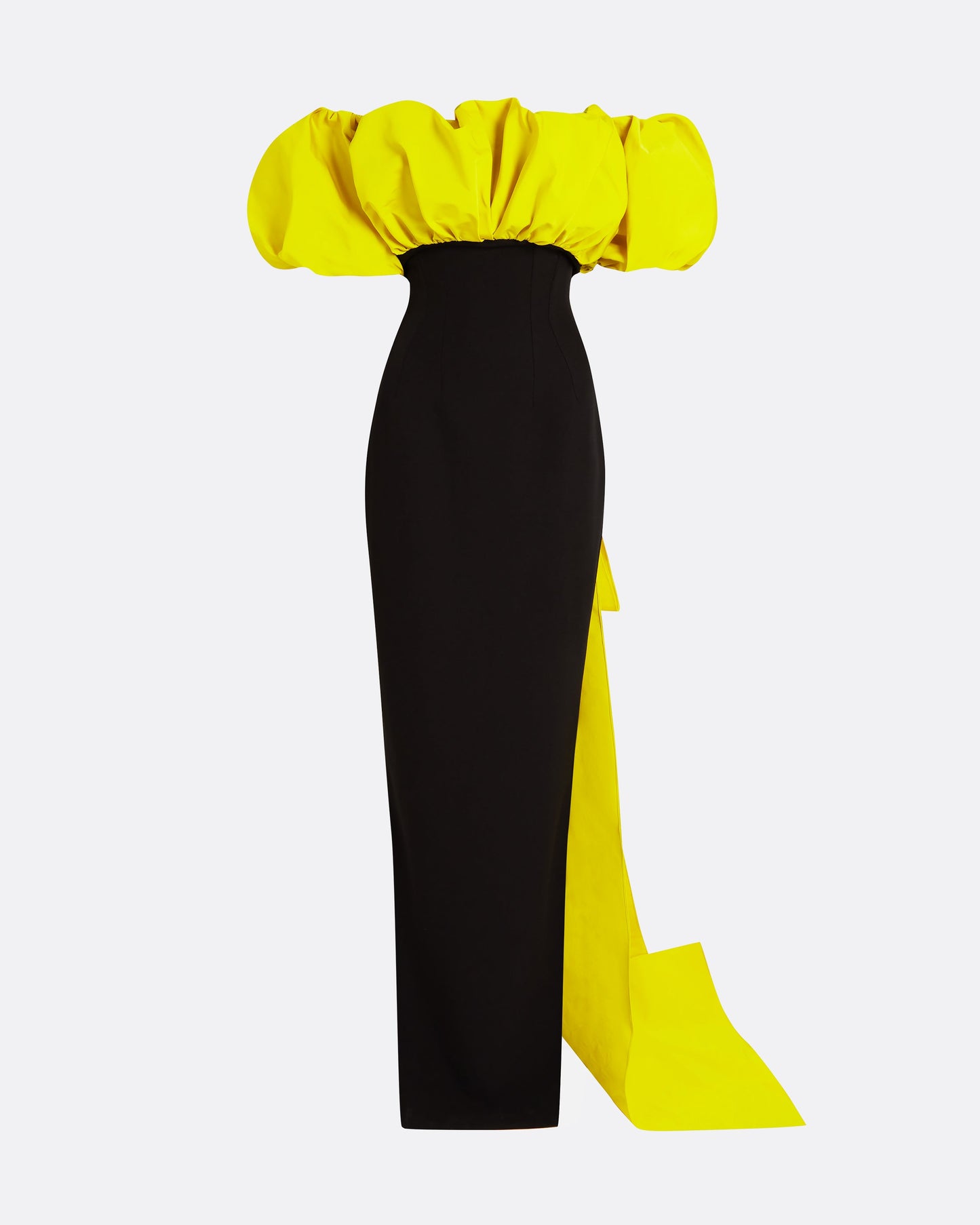 Milia Black & Chartreuse Long Dress
